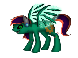 Size: 1024x768 | Tagged: safe, artist:kotelen, derpibooru import, oc, oc only, oc:steam blade, pegasus, pony, artificial wings, augmented, electricity, mechanical wing, solo, wings