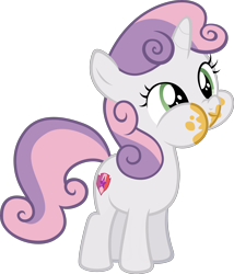 Size: 3000x3509 | Tagged: safe, artist:sollace, derpibooru import, sweetie belle, pony, 28 pranks later, .svg available, aweeg*, cute, cutie mark, diasweetes, eating, female, filly, puffy cheeks, simple background, solo, the cmc's cutie marks, transparent background, vector