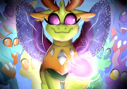 Size: 2500x1750 | Tagged: safe, artist:ihasjessie-kat, derpibooru import, thorax, changedling, changeling, to where and back again, group, king thorax, master changeling race, orb