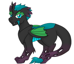 Size: 900x783 | Tagged: safe, artist:jolliapplegirl, derpibooru import, oc, oc only, oc:illusive spark, changeling, dragon, hybrid, changeling oc, magical gay spawn, next generation, offspring, parent:spike, parent:thorax, parents:thoraxspike, solo, tongue out