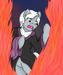 Size: 800x958 | Tagged: safe, artist:jolliapplegirl, derpibooru import, pony, unicorn, fire, frollo, hellfire, hunchback of notre dame, old, solo