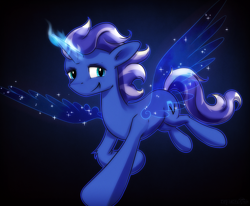 Size: 2607x2146 | Tagged: safe, artist:replacer808, derpibooru import, oc, oc only, pony, unicorn, artificial wings, augmented, flying, magic, magic wings, solo, wings