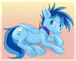 Size: 1600x1272 | Tagged: safe, artist:replacer808, derpibooru import, oc, oc only, oc:happy dream, pegasus, pony, collar, solo, underhoof