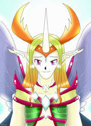 Size: 759x1052 | Tagged: safe, artist:yula568, derpibooru import, thorax, changedling, human, to where and back again, eared humanization, elf ears, horned humanization, humanized, king thorax, solo