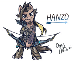 Size: 1200x1009 | Tagged: safe, artist:ogre, derpibooru import, hanzo, overwatch, pixiv, ponified, solo, video game