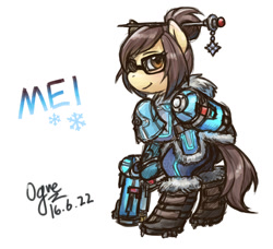 Size: 1200x1096 | Tagged: safe, artist:ogre, derpibooru import, mei, overwatch, pixiv, ponified, solo, video game