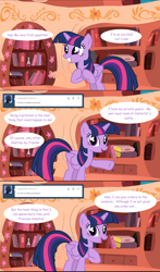Size: 1280x2170 | Tagged: safe, artist:hakunohamikage, twilight sparkle, twilight sparkle (alicorn), alicorn, pony, ask, ask-princesssparkle, golden oaks library, happy, solo, tumblr