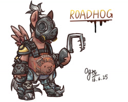 Size: 1200x961 | Tagged: safe, artist:ogre, derpibooru import, overwatch, pixiv, ponified, roadhog (overwatch), solo, video game