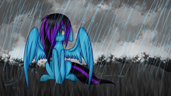 Size: 1024x576 | Tagged: safe, artist:despotshy, derpibooru import, oc, oc only, oc:despy, pegasus, pony, rain, solo