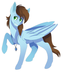 Size: 2864x3256 | Tagged: safe, artist:uunicornicc, derpibooru import, oc, oc only, oc:sorren, pegasus, pony, bust, cute, green eyes, jewelry, necklace, portrait, smiling, solo, standing, wings
