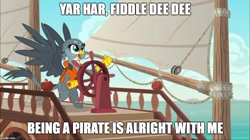 Size: 888x499 | Tagged: source needed, useless source url, safe, derpibooru import, edit, edited screencap, screencap, gabby, griffon, the fault in our cutie marks, exploitable meme, gabby's shanty, image macro, lazytown, meme, you are a pirate