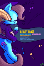 Size: 1000x1500 | Tagged: safe, artist:vultraz, derpibooru import, beauty brass, /pone/, 8chan, beatnik, concert, flyer, musical instrument, solo, sousaphone, tuba