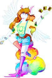 Size: 2204x3308 | Tagged: safe, artist:mscolorsplash, derpibooru import, oc, oc only, oc:color splash, anthro, pegasus, plantigrade anthro, rainbow tail, simple background, solo, transparent background