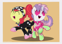 Size: 4092x2893 | Tagged: safe, artist:sweeterwho, derpibooru import, apple bloom, sweetie belle, the show stoppers, show stopper outfits