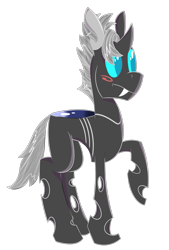 Size: 1501x2217 | Tagged: safe, artist:darklordsnuffles, derpibooru import, oc, oc only, oc:#4330715, changeling, blushing, poker face, solo