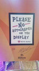 Size: 528x960 | Tagged: safe, derpibooru import, autograph, bronycon, fuck the police, hilton, irl, larson you magnificent bastard, m.a. larson, ok, photo