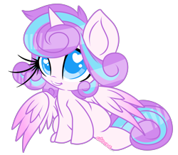 Size: 2398x2095 | Tagged: safe, artist:starlightlore, derpibooru import, princess flurry heart, cute, eyelashes, flurrybetes, grin, heart eyes, simple background, sitting, smiling, solo, spread wings, transparent background, wingding eyes