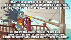 Size: 888x499 | Tagged: safe, derpibooru import, edit, edited screencap, screencap, gabby, griffon, the fault in our cutie marks, boat, caption, dropkick murphys, gabby's shanty, image macro, meme