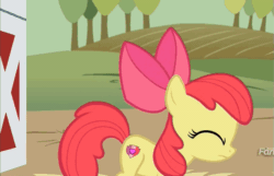 Size: 629x405 | Tagged: safe, derpibooru import, screencap, apple bloom, where the apple lies, animated, cutie mark, gif, loop, solo, the cmc's cutie marks