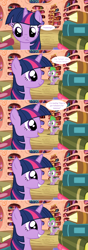 Size: 1280x3620 | Tagged: safe, artist:hakunohamikage, spike, twilight sparkle, twilight sparkle (alicorn), alicorn, dragon, pony, ask, ask-princesssparkle, book, comic, golden oaks library, tumblr