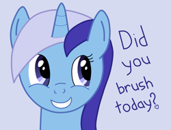 Size: 1079x819 | Tagged: safe, artist:darksaber64x, derpibooru import, minuette, brush, brushie, grin, smiling, solo