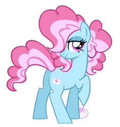 Size: 1600x1696 | Tagged: safe, artist:sugahfox, oc, oc only, oc:love letter, earth pony, pony, female, magical lesbian spawn, mare, offspring, parent:pinkie pie, parent:trixie, parents:trixiepie, raised hoof, simple background, solo, transparent background