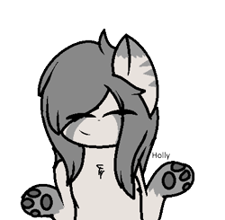 Size: 409x401 | Tagged: safe, artist:oreocat472, derpibooru import, oc, oc only, cat pony, original species, chest fluff, digital art, eyes closed, female, fluffy, gray mane, grey fur, grey hair, paws, simple background, solo, transparent background