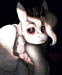 Size: 1024x1229 | Tagged: safe, artist:pessadie, oc, oc only, pegasus, pony, braid, female, horns, mare, solo