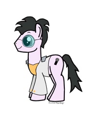 Size: 612x792 | Tagged: safe, artist:annie harley, oc, oc only, oc:thomasseidler, oc:thomastheautisticunicorn, earth pony, pony, elvis presley, glasses, simple background, solo, watermark, white background