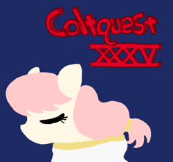 Size: 640x600 | Tagged: safe, artist:ficficponyfic, derpibooru import, oc, oc only, oc:hope blossoms, earth pony, pony, color, colt quest, cyoa, eyes closed, female, logo, mare, ponytail, recap, robes, solo, title, title card