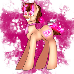 Size: 1000x1000 | Tagged: safe, artist:venusawoken, oc, oc only, oc:think pink, pony, unicorn, colored pupils, male, necktie, smiling, solo, stallion