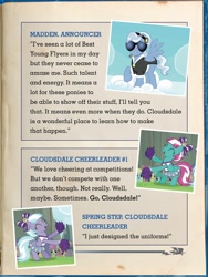 Size: 900x1200 | Tagged: safe, lilac sky, madden, spring step, sunlight spring, book, page, photo, the wonderbolts academy handbook