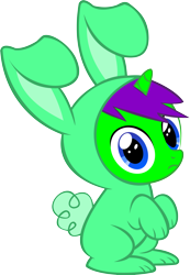 Size: 9234x13376 | Tagged: safe, artist:cyanlightning, derpibooru import, oc, oc only, oc:clever clop, pony, unicorn, absurd resolution, bunny costume, clothes, colt, cyan's bunnies, male, simple background, solo, transparent background, vector