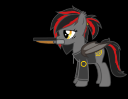 Size: 900x700 | Tagged: safe, artist:age3rcm, oc, oc only, oc:tomoko tanue, bat pony, pony, fallout equestria, animated, black background, clothes, female, gif, gun, handgun, hoodie, mare, mouth hold, pistol, pokémon, ponytail, red and black oc, show accurate, simple background, solo, umbreon, weapon