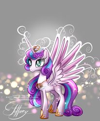 Size: 1400x1700 | Tagged: safe, artist:tiffanymarsou, princess flurry heart, crown, jewelry, older, regalia, solo, spread wings