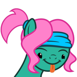 Size: 7000x7000 | Tagged: safe, artist:besttubahorse, oc, oc only, oc:💚, absurd resolution, bust, female, simple background, smiling, solo, tongue out, transparent background, vector