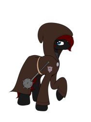 Size: 1200x1600 | Tagged: safe, artist:casualcolt, derpibooru import, oc, oc only, earth pony, pony, cloak, clothes, female, mace, mare, medieval, solo, weapon