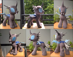 Size: 4452x3529 | Tagged: safe, artist:justiceofelements, derpibooru import, changeling, cute, cuteling, irl, photo, plushie, smiling, solo