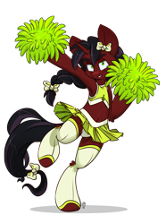 Size: 1855x2500 | Tagged: safe, artist:kez, derpibooru import, oc, oc only, oc:phantom, pony, armpits, belly button, bipedal, cheerleader, crossdressing, red and black oc, simple background, solo, transparent background