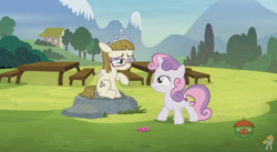 Size: 848x465 | Tagged: safe, screencap, sweetie belle, zippoorwhill, pony, forever filly, dog toy