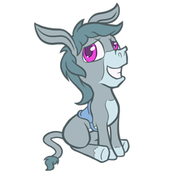 Size: 1536x1536 | Tagged: safe, artist:exedrus, derpibooru exclusive, oc, oc only, donkey, 2017 community collab, colt, derpibooru community collaboration, looking at you, male, pose, saddle, simple background, sitting, smiling, solo, tack, transparent background
