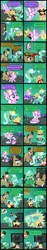 Size: 2000x10737 | Tagged: safe, artist:magerblutooth, derpibooru import, diamond tiara, filthy rich, oc, oc:aunt spoiled, oc:dazzle, oc:peal, cat, pony, comic:diamond and dazzle, banana, banana peel, broken, clothes, comic, dialogue, dress, electricity, food, leash, money, nickname, ninja, sunglasses, tail, television