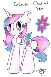 Size: 640x960 | Tagged: safe, artist:thepegasisterpony, derpibooru import, oc, oc only, alicorn, pony, alicorn oc, ethereal mane, magical lesbian spawn, offspring, parent:princess celestia, parent:twilight sparkle, parents:twilestia, royalty, simple background, solo, starry mane, transparent background