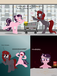 Size: 2448x3264 | Tagged: safe, artist:treblesketchofficial, derpibooru import, oc, oc only, oc:curse word, oc:magpie, pony, comic, female, lesbian, mare, supermarket