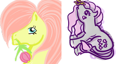 Size: 1000x500 | Tagged: safe, artist:alicornmoonstar, posey, snuzzle, butterfly, g1, flower