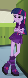 Size: 1152x3176 | Tagged: safe, artist:bubblestormx, edit, twilight sparkle, equestria girls, alternate universe, boots, cropped, crossed arms, role reversal, solo