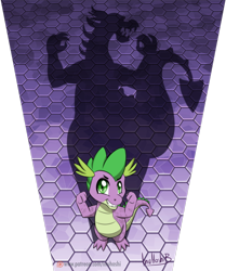 Size: 900x1074 | Tagged: safe, artist:inuhoshi-to-darkpen, spike, dragon, cute, equestria daily, flexing, grin, looking at you, looking up, male, pose, scales, shadow, showing off, signature, smiling, solo, spikabetes, spike day, spikezilla