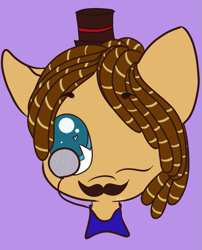 Size: 775x960 | Tagged: safe, artist:hedgehog-plant, derpibooru import, oc, oc only, oc:catnap, pony, facial hair, hat, heart eyes, monocle, moustache, simple background, solo, top hat, wingding eyes