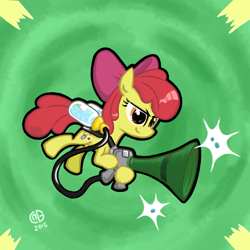 Size: 2048x2048 | Tagged: safe, artist:qzygugu, derpibooru import, apple bloom, bloom and gloom, pest control gear, pest pony, solo, twitbuster apple bloom