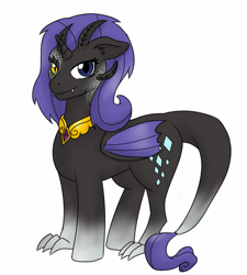 Size: 930x1035 | Tagged: safe, artist:jolliapplegirl, derpibooru import, oc, oc only, oc:permanent rarity, dracony, dragon, hybrid, pony, horn, next generation, solo